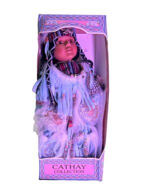 Cathay Collection 14 in Native American Doll in Fringed Outfit and Full Regalia